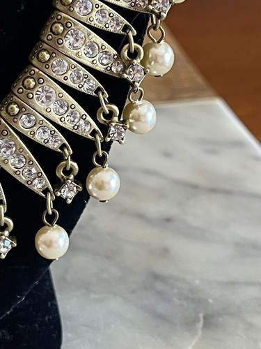 NEW Sweet Romance Gorgeous Art Deco Statement Necklace Crystals Pearls USA - Picture 4 of 12