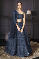 Wedding Wear Heavy Velvet Lehenga Choli With Grey Dupatta For Women  Girls
