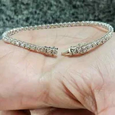 Lab-Created 13 CT Round Cut White Diamond Tennis Bracelet 14K White Gold Finish