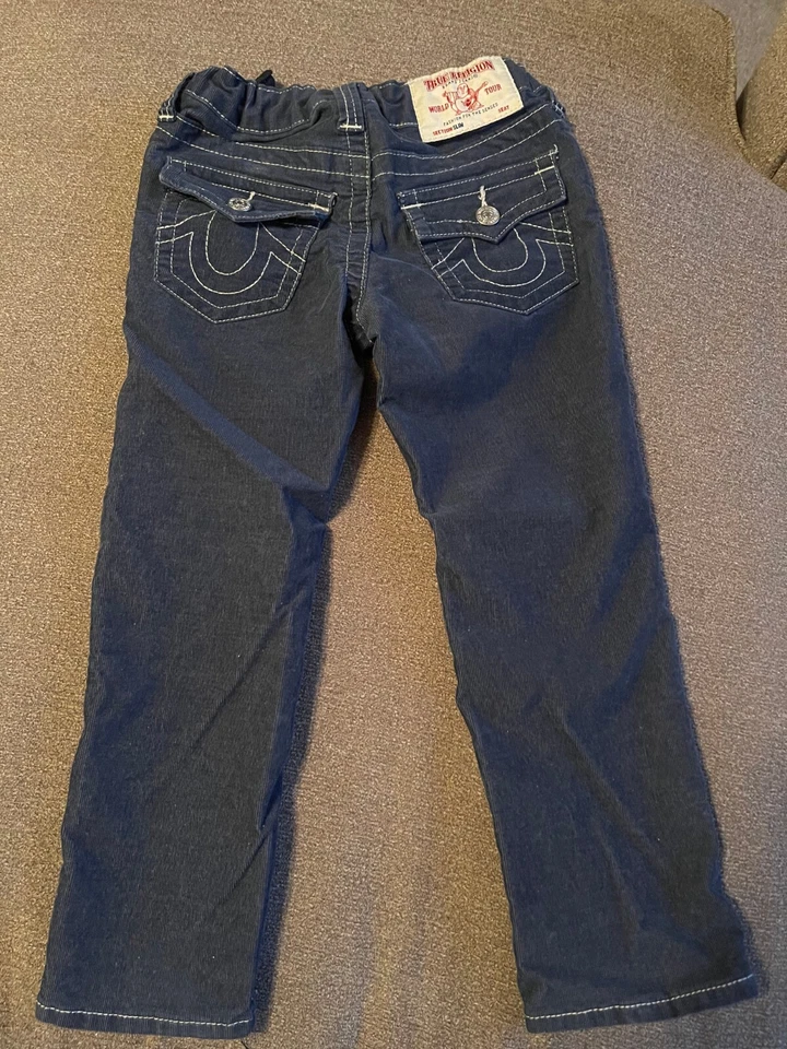 男孩蓝色灯芯绒真宗教裤子 5 码非常好! — 第 3/4 张图片