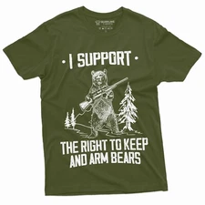 Mens funny Right to bear arms Pro Gun Rifle 2nd amendment Tee Shirt Army Green 