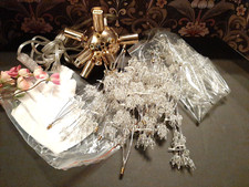 Plug in Gold Sputnik Crystal Chandelier Firework, Dandelion 8 Light , 17" W NOB