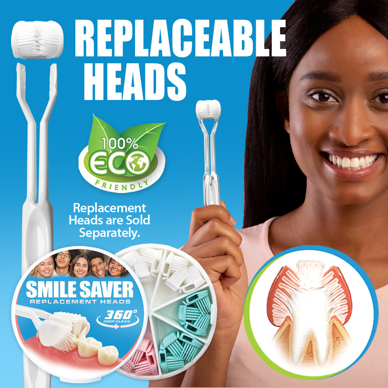 PERIOCARE | Gum Health 3-Sided Toothbrush * Deep Clean + Gentle Gum Massage USA