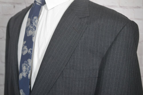 Stafford Mens Gray Wool Pinstripe Flat Front 2pc Suit 48R Jacket 41x27 Pant - Picture 4 of 12