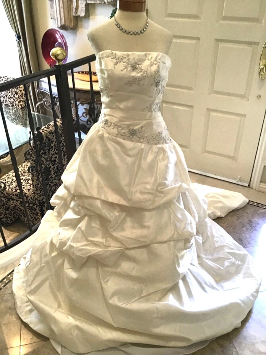 Moonlight NEW SILK WEDDING dress Bridal ball gown PEARL Corset pick up skirt 10
