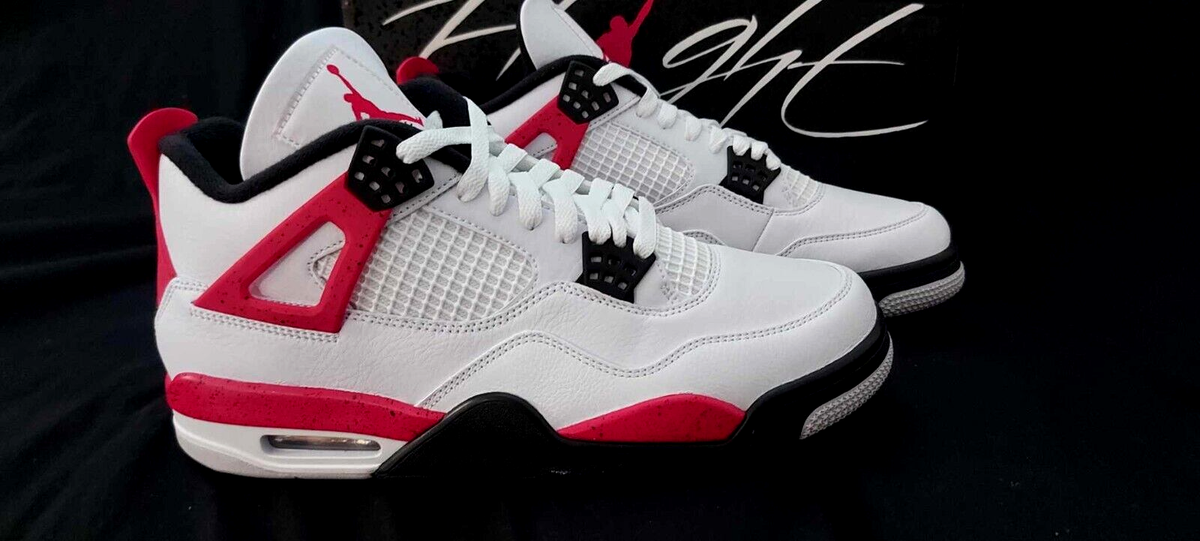 Nike Air Jordan 4 Retro Red Cement White Black Size 5.5Y GS