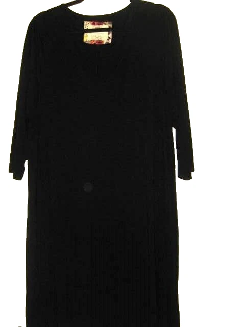 Vestido negro elástico Cupio para mujer talla 1X diseño columpio completo debajo de la rodilla cuello en V Foto 3 de 4