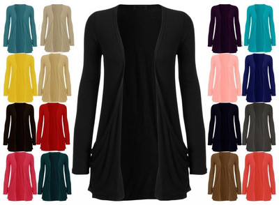 WOMENS LADIES LONG SLEEVE BOYFRIEND CARDIGAN WITH POCKETS UK PLUS SIZES 8--26