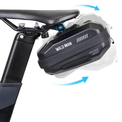 WILD MAN Mountain Bike Tail Bag EVA Hard Shell Saddle Bag Cycling Gear Removable