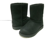 UGG CLASSIC SHORT II WP KID /WOMEN BOOTS BLACK LEATHER US KID 5 /WOMEN 7