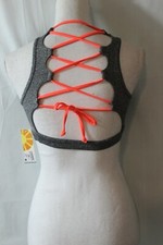 Sujetador deportivo con cordones C&C California gris jaspeado/naranja talla XS o S (B286)