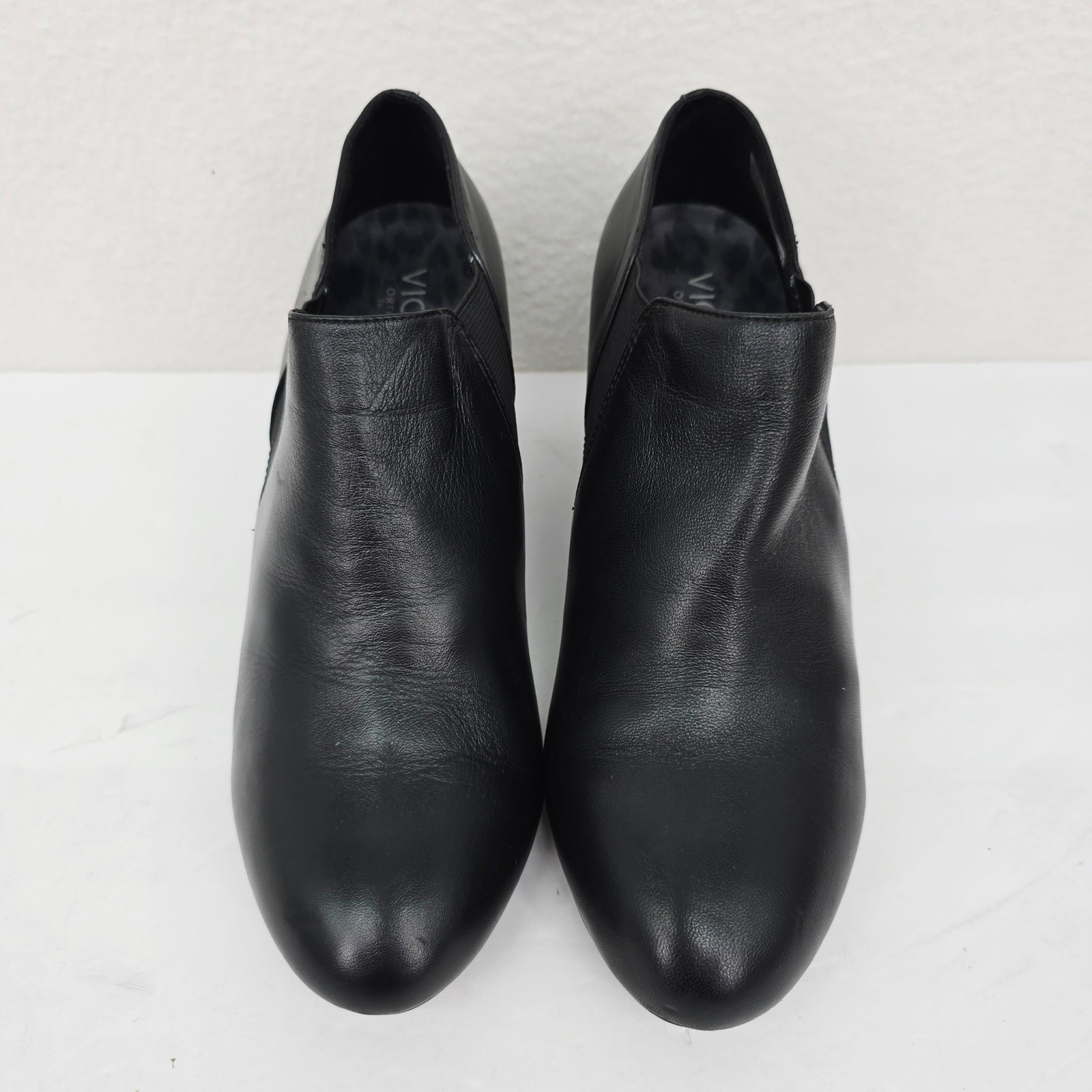 Vionic Stanton Elevated Wedge Booties Leather Bla… - image 5