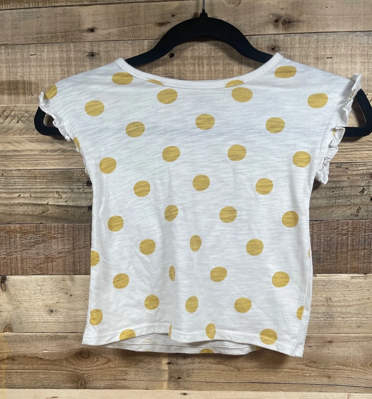 Okie Dokie Girls White Gold Polka Dots (4T) T Shirt Cotton Short Sleeve Kids Top