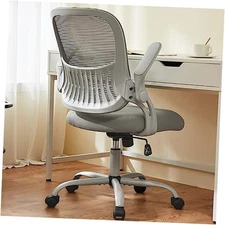  Office Computer Desk Chair, Ergonomic Mid-Back Mesh Rolling Light Grey Modern