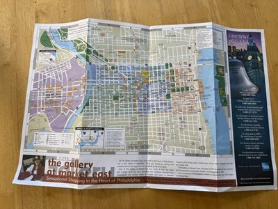 Philadelphia Pennsylvania Center City Street Map Travel Folded Brochure USA