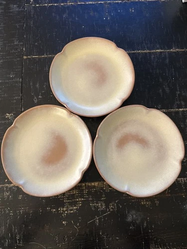 Set of 3 Frankoma Pottery in Tan Gold 5G - 7 1/4” Salad / Dessert Plates