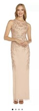 Adrianna Papell MOB Formal Romantic Lace Full Length Rose Gold Dress 6 Petite