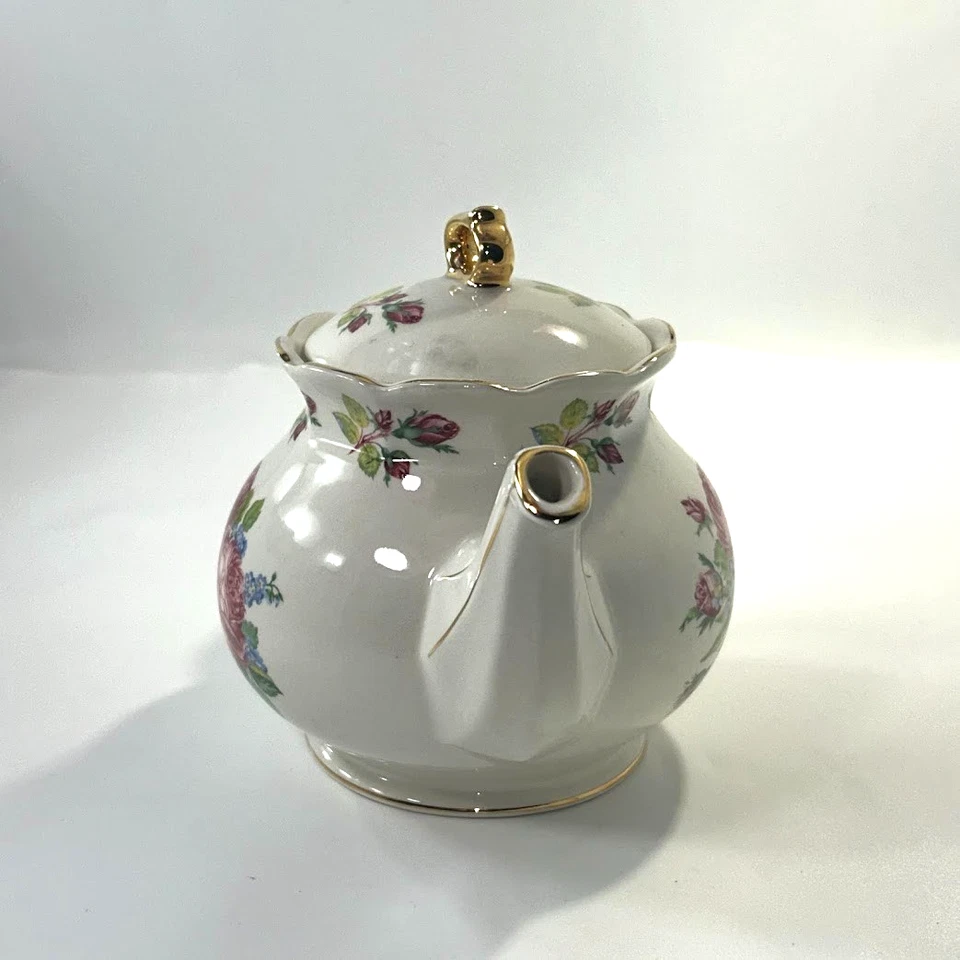 Tetera de colección Windsor England Bone China rosa floral rosas y detalles dorados rara Foto 4 de 4