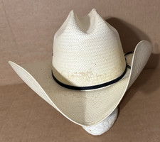 Stetson White Straw Western Cowboy Hat with 4" Brim - Size 7 1/4