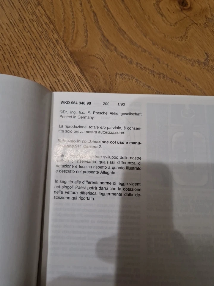 Porsche 911 964 Carrera 2 Tiptronic Supplemento Libretto Uso E Manutenzione  - Immagine 2 di 4