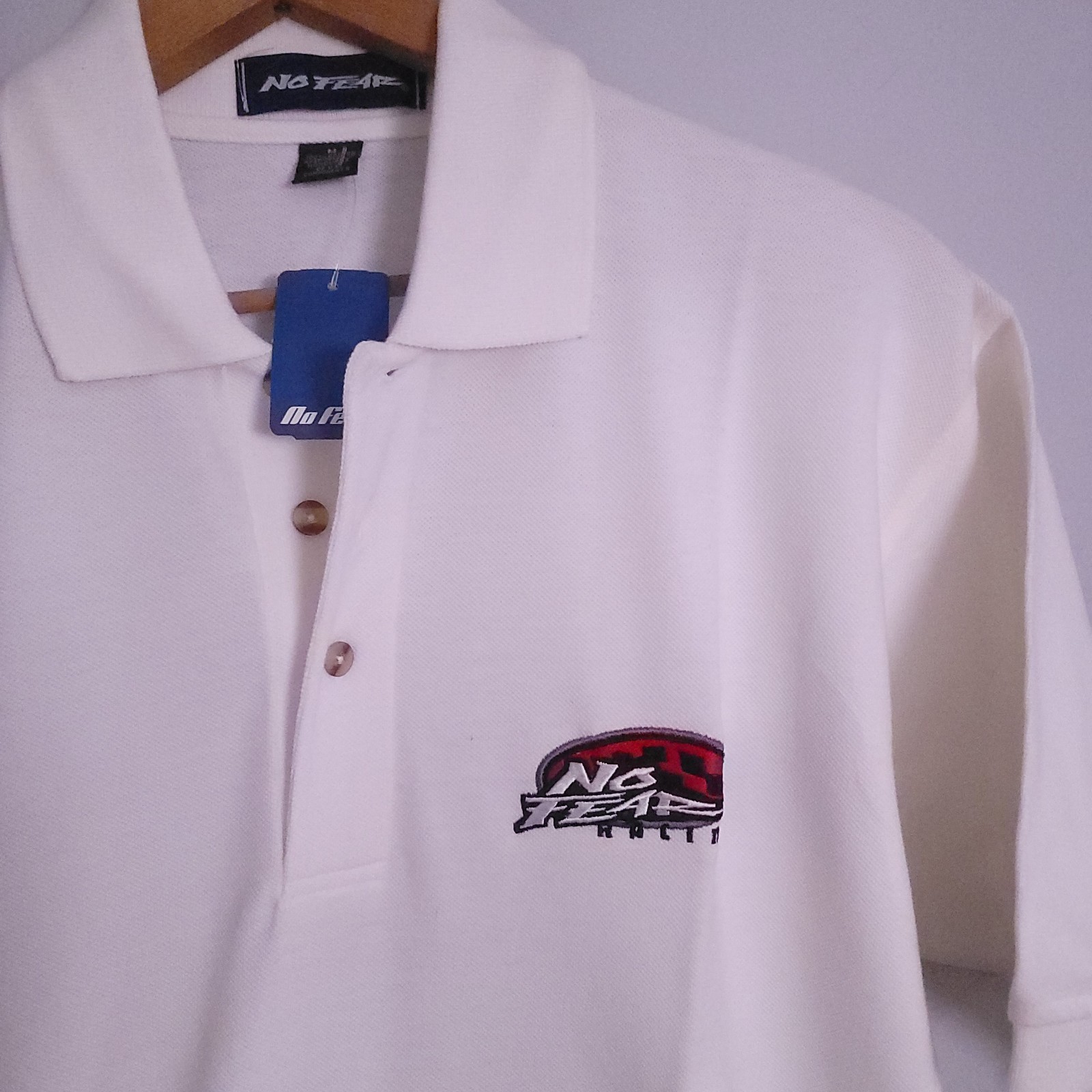 Camisa polo de algodón vintage No Fear para hombre talla mediana años 90 skate