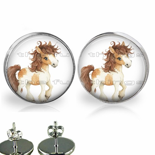Farm Animals Horse Little Pony Girls Stud Earrings Hypoallergenic Girl Jewelry - Afbeelding 3 van 4