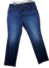 Lee Plus Womens 16WM Relaxed Fit Straight Leg Mid Rise Dark Wash Blue Jeans