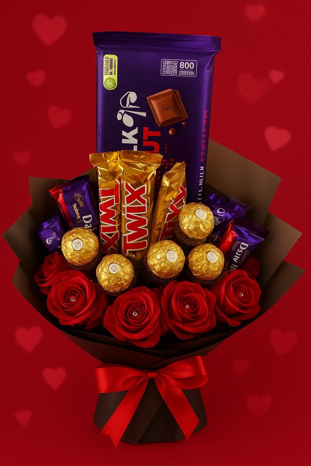 Band Rosen Blumenstrauß mit / ohne Schokolade
