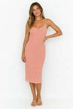 Forever 21 Pink Blush Lace Midi Slip Dress Sleeveless Boho Summer Festival Sz M