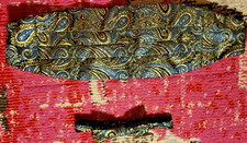 Mens blue gold embroidered scrolls tie bowtie set formal wedding set cummerbund