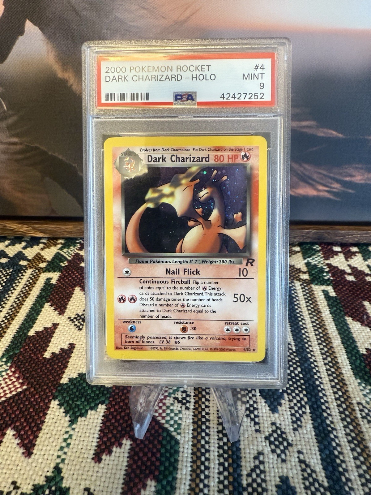 2000 POKEMON TEAM ROCKET #4/82 DARK CHARIZARD HOLO PSA 9