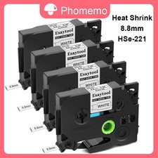 5.8mm Heat Shrink Tube 2:1 White Label Tape For Brother P-Touch HSe-211 x4PCS