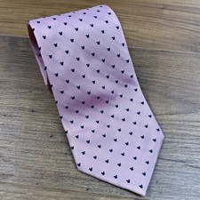 Vtg Disney World Pink Silk Men's Tie with Blue Mickey Mouse Head Pattern