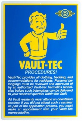 Fallout Vault-Tec Procedures! Metal Sign