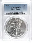 2024 SILVER EAGLE PCGS MS70 CLASSIC BLUE LABLE SPOTS