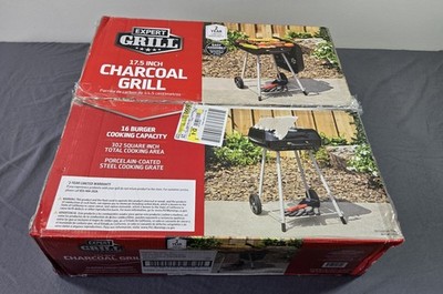 Expert Grill Charcoal Grill, 17.5 Inch Charcoal Grill with Wheels, Black
