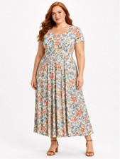 Chaps Jersey Floral Print Dress Size 1XL