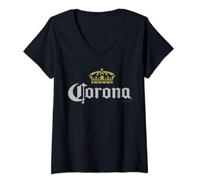 Womens Corona Logo Multi Color V-Neck T-Shirt Small