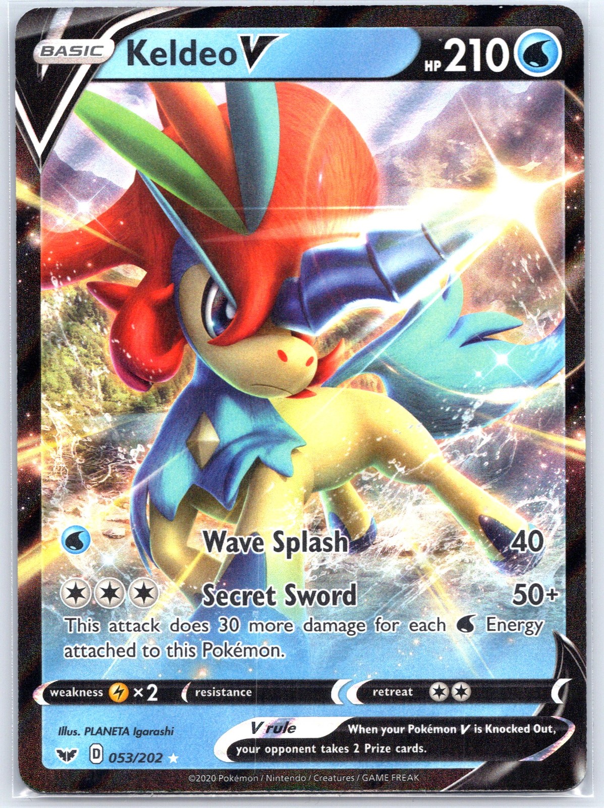 Keldeo V 053/202 Holo Near Mint SWSH01: Sword & Shield Base Set Pokemon Shipnow