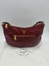 Prada Vitello Shine Leather Shoulder Bag Rubino Red BR4885 Gold Hardware