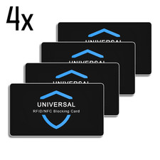 4x RFID Blocking Cards - Credit Debit Card Contactless Scanner Protection UK