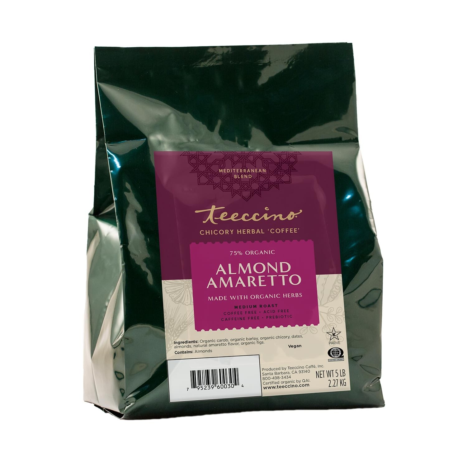 Teeccino Almond Amaretto Chicory Coffee Alternative, 5 Lb Ba