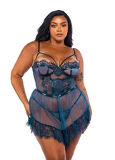 Roma Eden Sexy Elegant Mesh Babydoll 2-Piece Set Adult Women Lingerie Li707Q