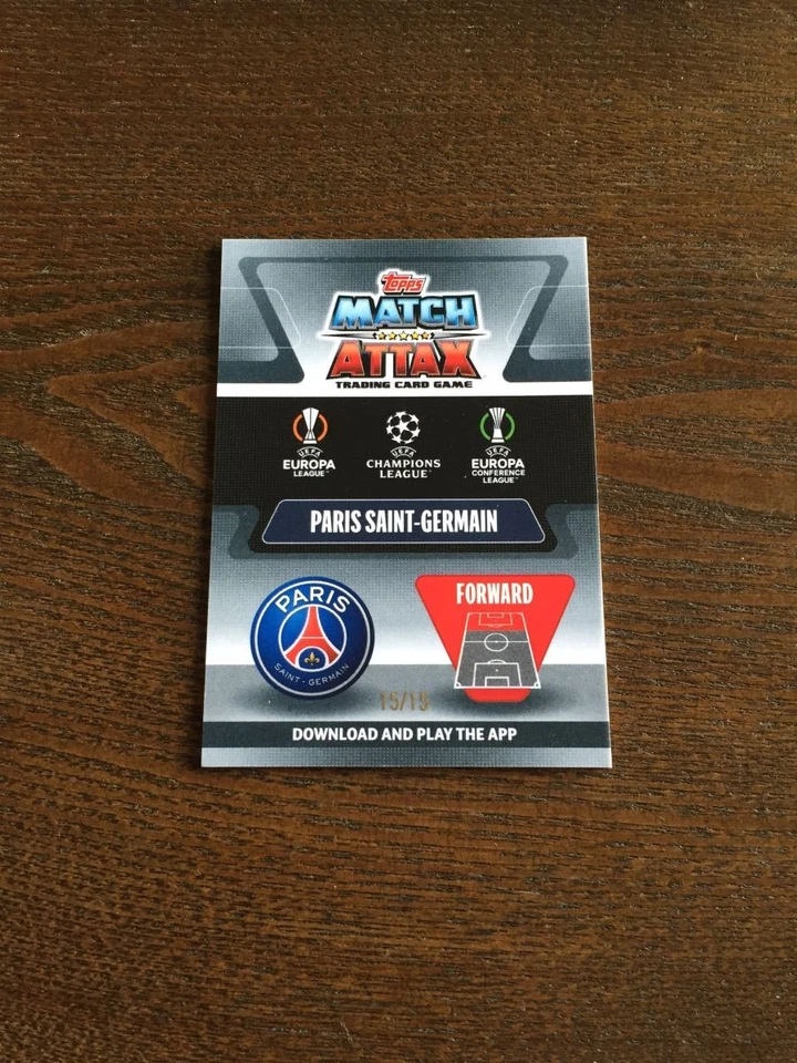 2020-21 Topps Chrome Match Attax Kylian Mbappe PSG Real Madrid Black 15/15 ~ 1/1 - Image 2 of 2