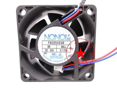 1PC NONOI F6025X24B 6025 24V 0.170A 6CM two-wire inverter cooling fan *kk