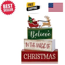 4-Piece Wooden Santa Table Decorations: Rustic Christmas Cheer for Your Home