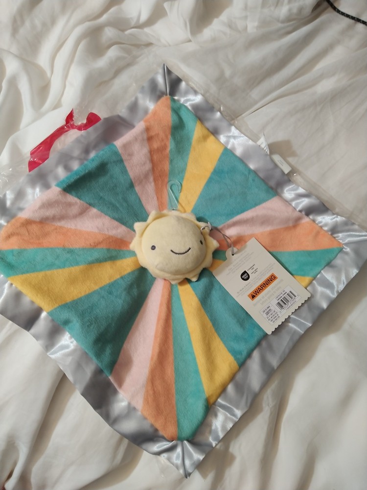 Colorful Cloud Island Sun Lovey Security Blanket Oeko-Tex Certified  