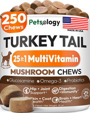 Turkey Tail Mushroom for Dogs - 250 Chews - Lion  S Mane - Shiitake - Reishi - Bu