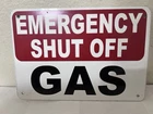 Vintage Porcelain Industrial Sign - Emergency Shut Off Gas 10x7