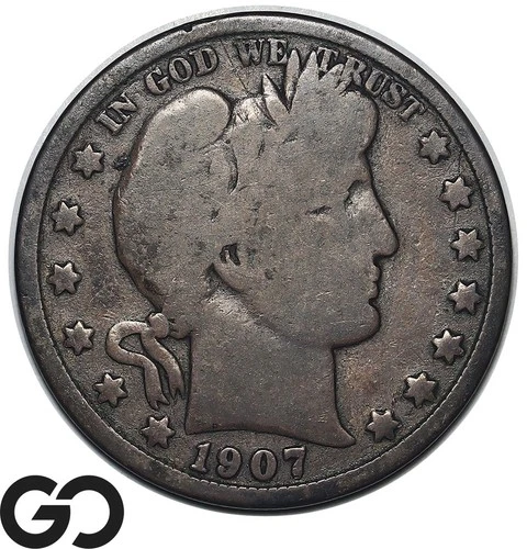 1907-D Barber Half Dollar, Strong Rims